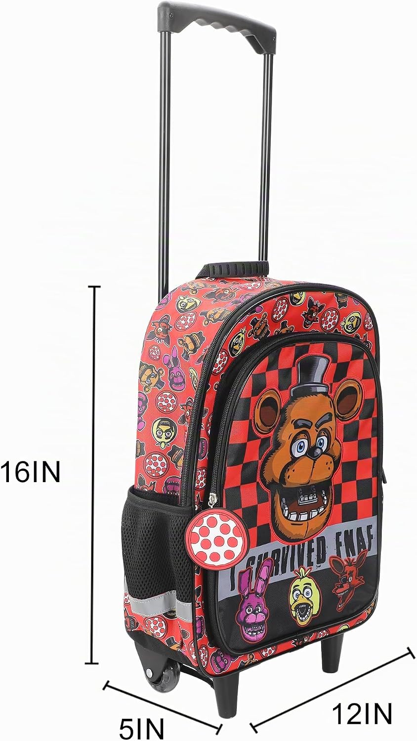 Mochila de Viaje Rodante Five Nights at Freddy’s 16” con Ruedas y Llavero de Pizza – Bioworld