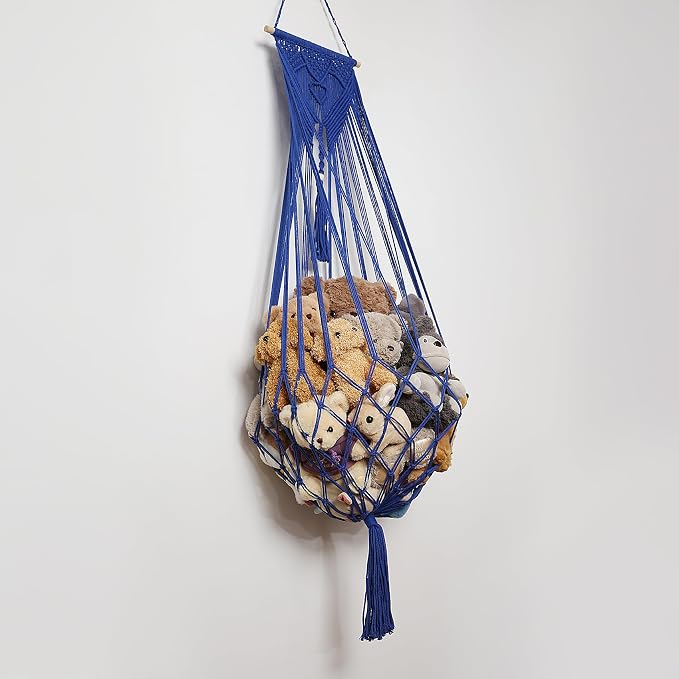Amdermi Red Hamaca para Peluches – Organizador de Macramé para Esquina o Pared