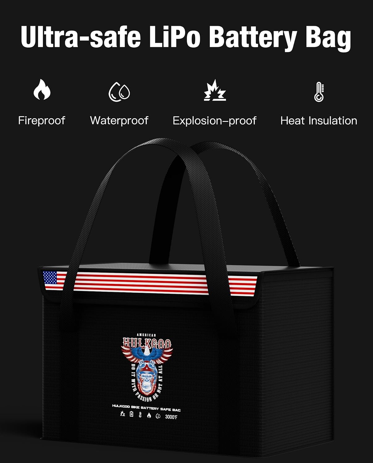 Bolsa para Batería HulkGoo LiFePO4 de litio 12V 100Ah bolsa ignífuga