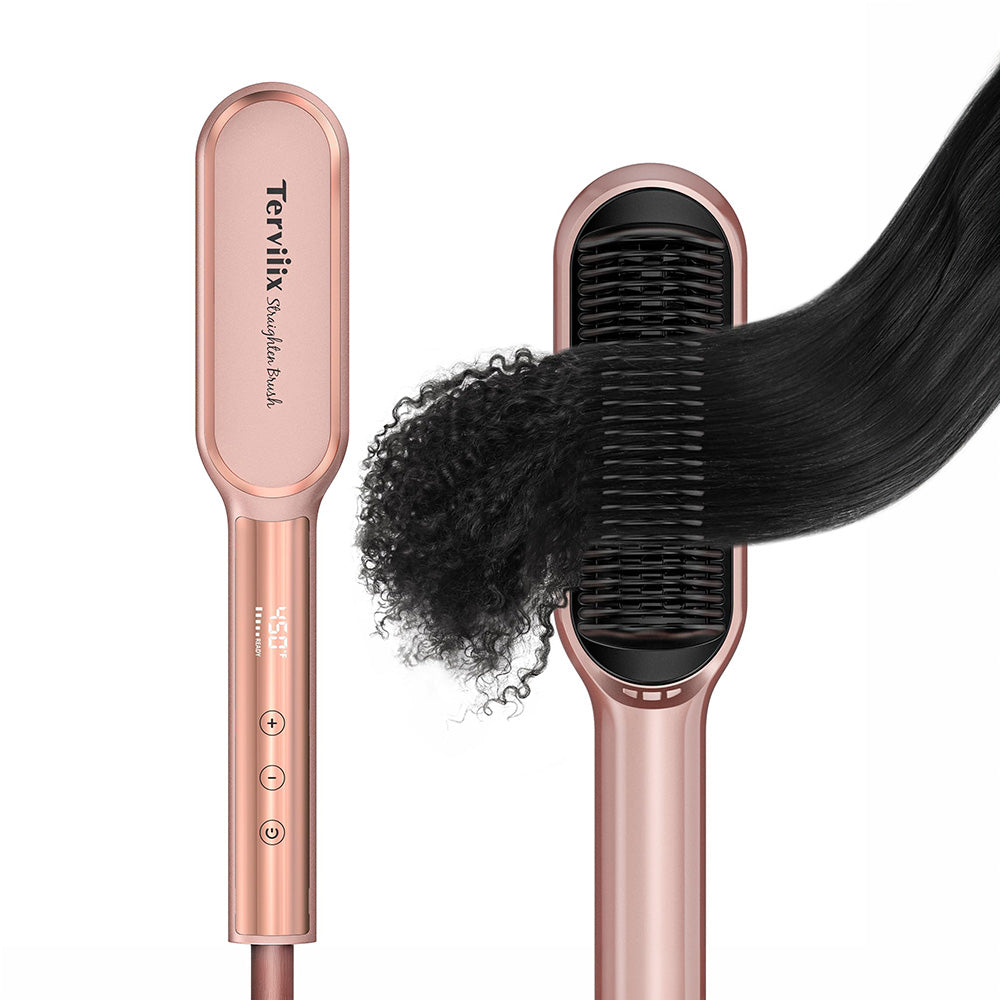 Terviiix Frizz Buster Ionic – Cepillo Alisador de Cabello Rose Gold Dual Voltage