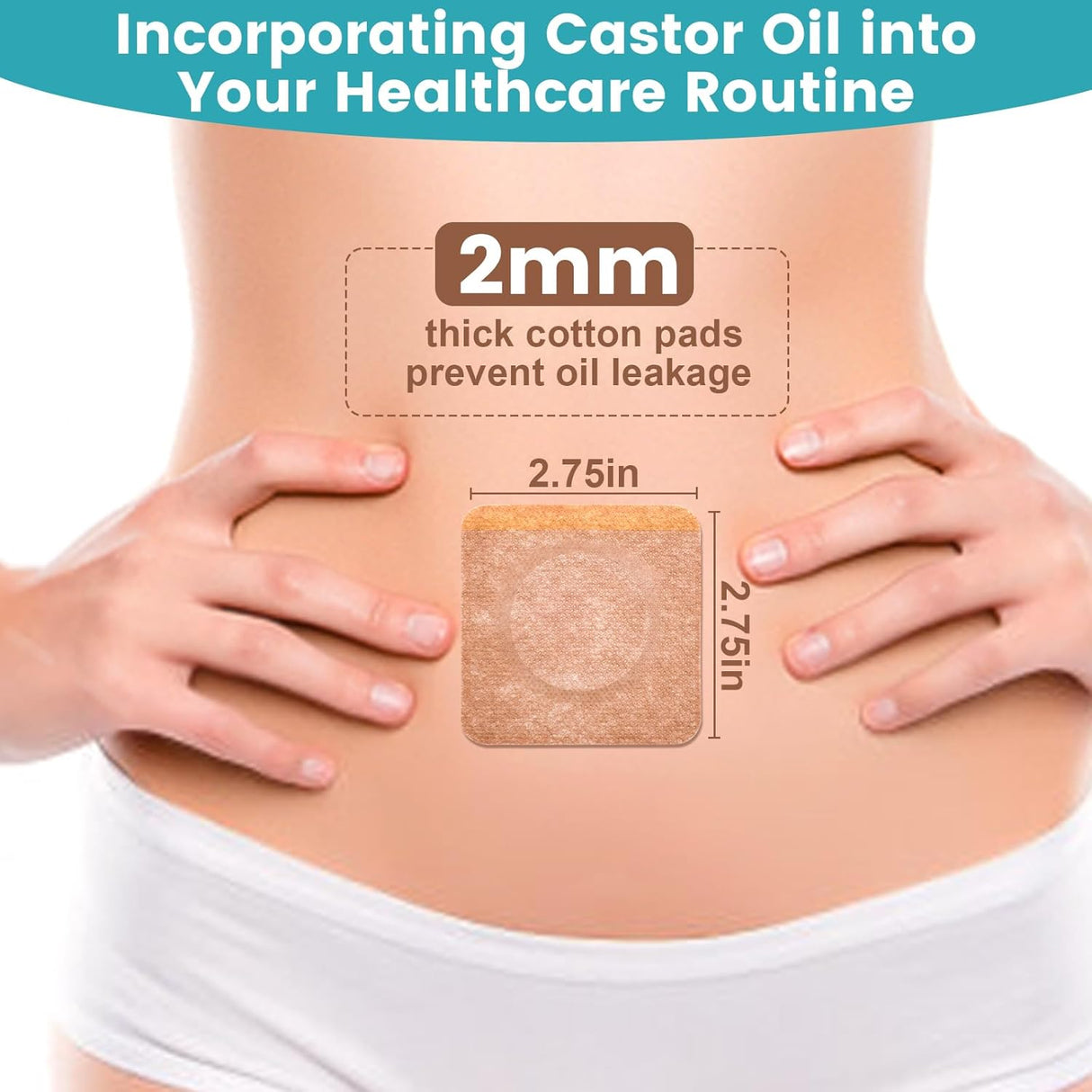 Paquete de 36 unidades de aceite de castor, parches de aceite de castor de algodón orgánico