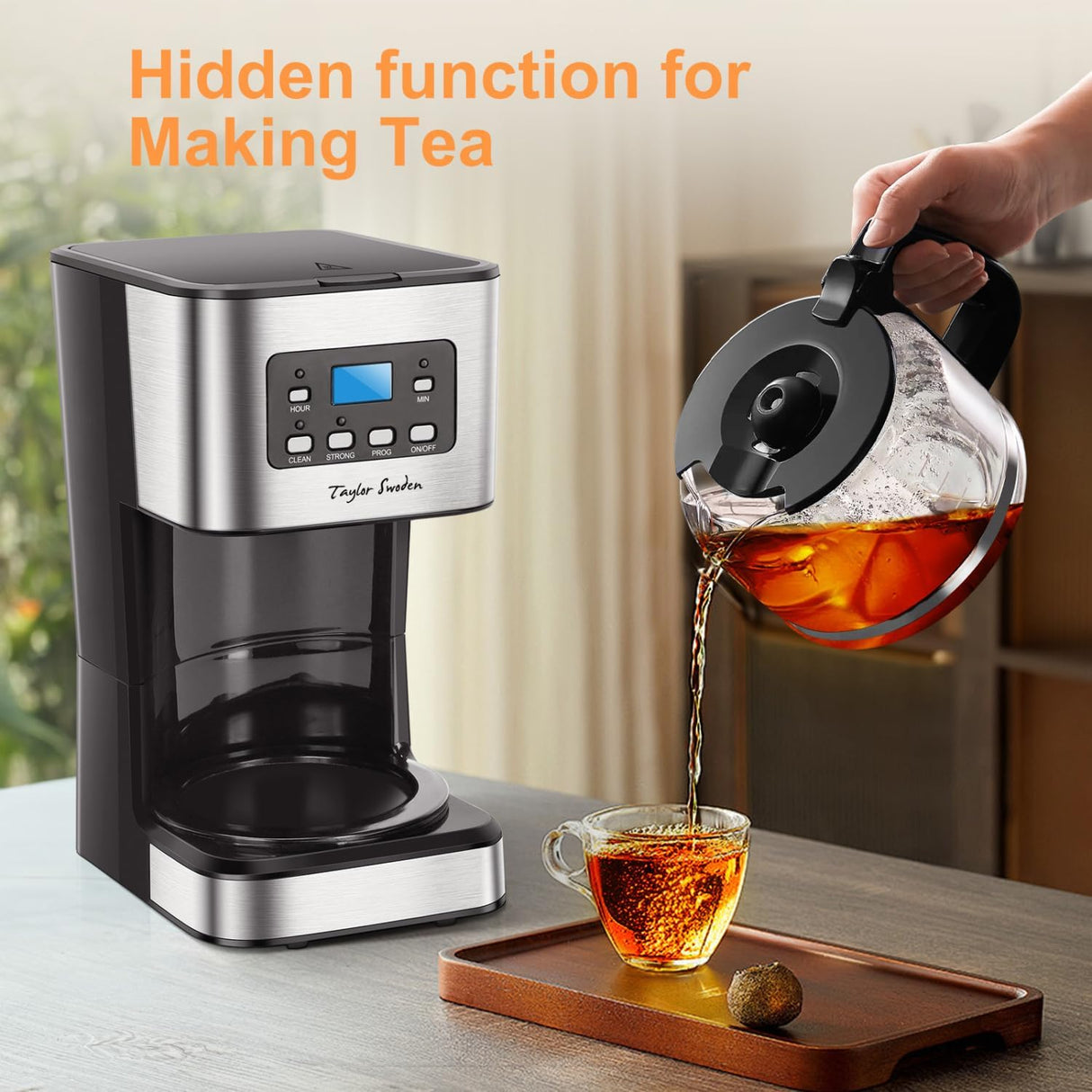 Cafetera eléctrica Taylor Swoden Darcy, programable 24 horas, 1,5 l (12 tazas) 110V