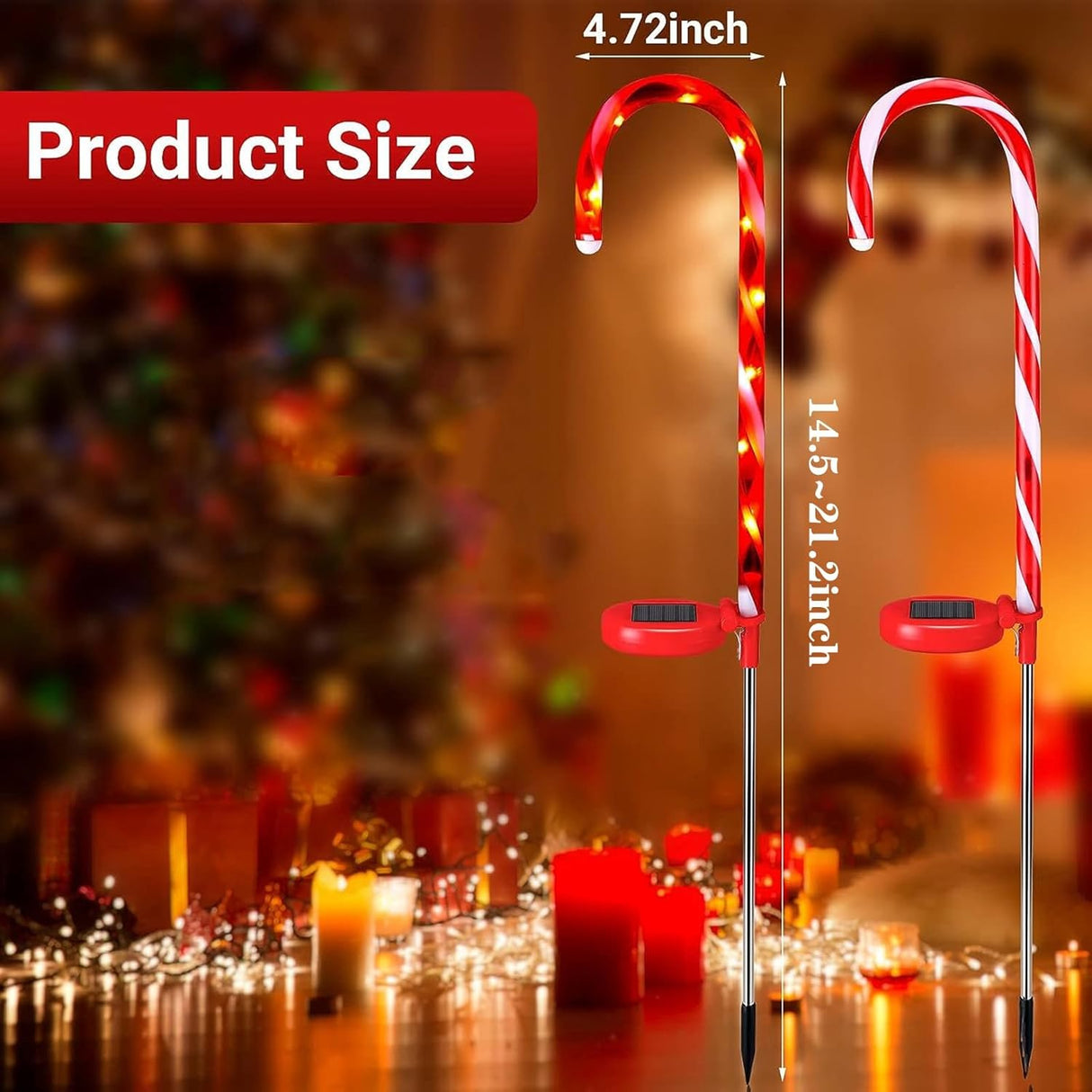 8 luces de bastón de caramelo de Navidad para exteriores