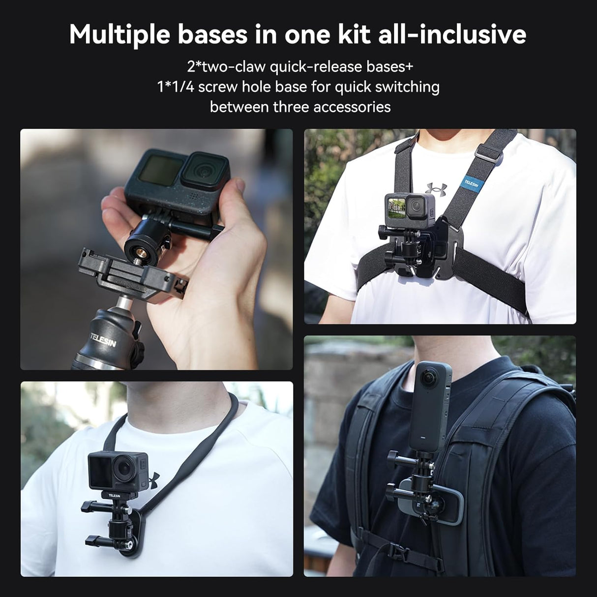 TELESIN Base de adaptador de montaje para accesorios GoPro