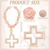 Landical Rosario de silicona para bautismo comunion cruzado (rosa, rosa claro)