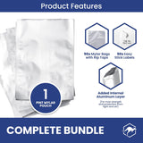 Bolsas Mylar Wallaby 1 Pint | Pack de 50 | 10 Mil | Sellado Térmico | Plata