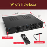 Pyle PDA8BU Amplificador de Audio Bluetooth - Receptor estéreo para el hogar con 5 canales y salida para subwoofer