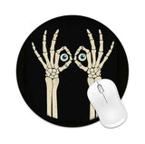 Mouse Pad Redondo 8x8 Pulgadas con Base Antideslizante – Diseño Skeleton Hands