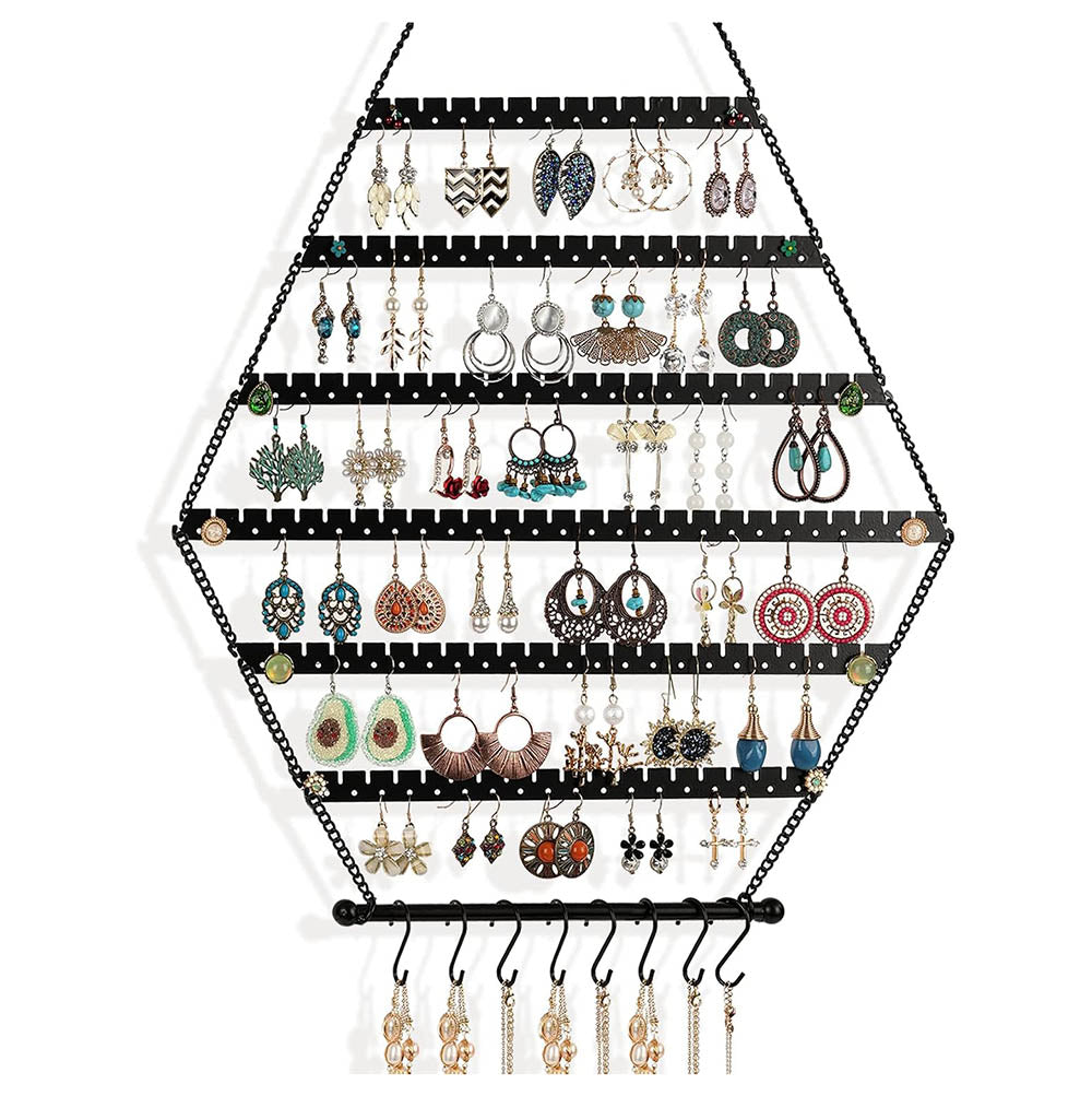 Organizador Hexagonal de Joyas Handrong para Aros y Collares – Decoración de Pared