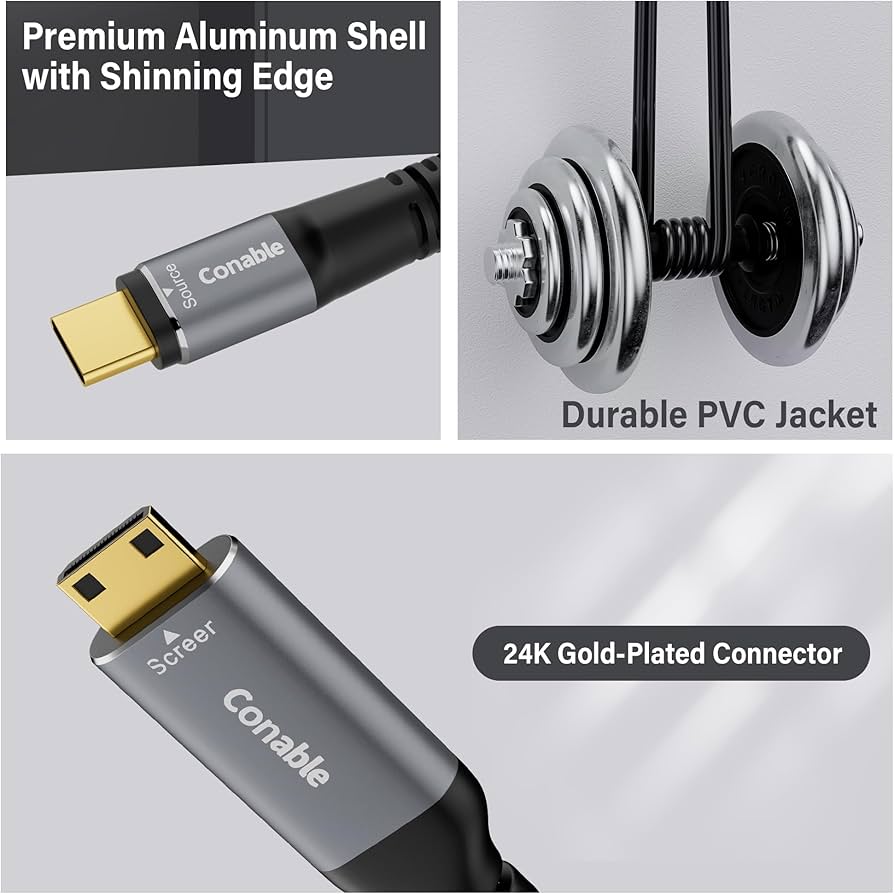 Cable USB C a Mini HDMI de 3 mts, (no HDMI), 4K a 60Hz, USB tipo C a Mini HDMI