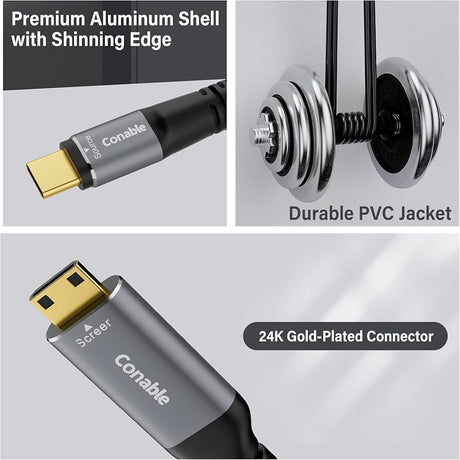 Cable USB C a Mini HDMI de 3 mts, (no HDMI), 4K a 60Hz, USB tipo C a Mini HDMI