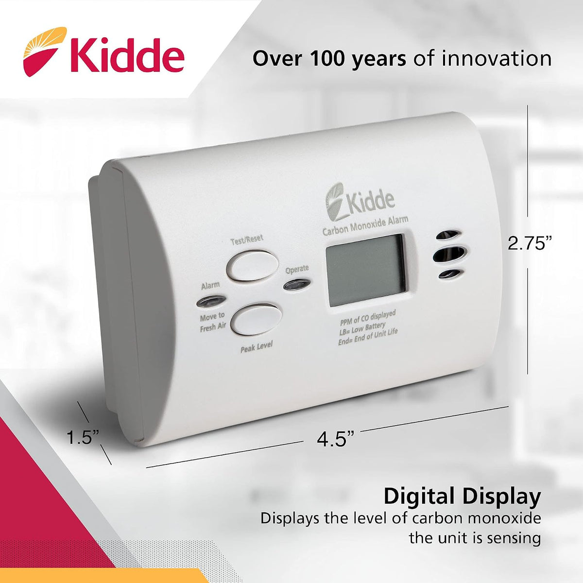 Detector de Monóxido de Carbono Kidde con Pantalla Digital – KN-COPP-B