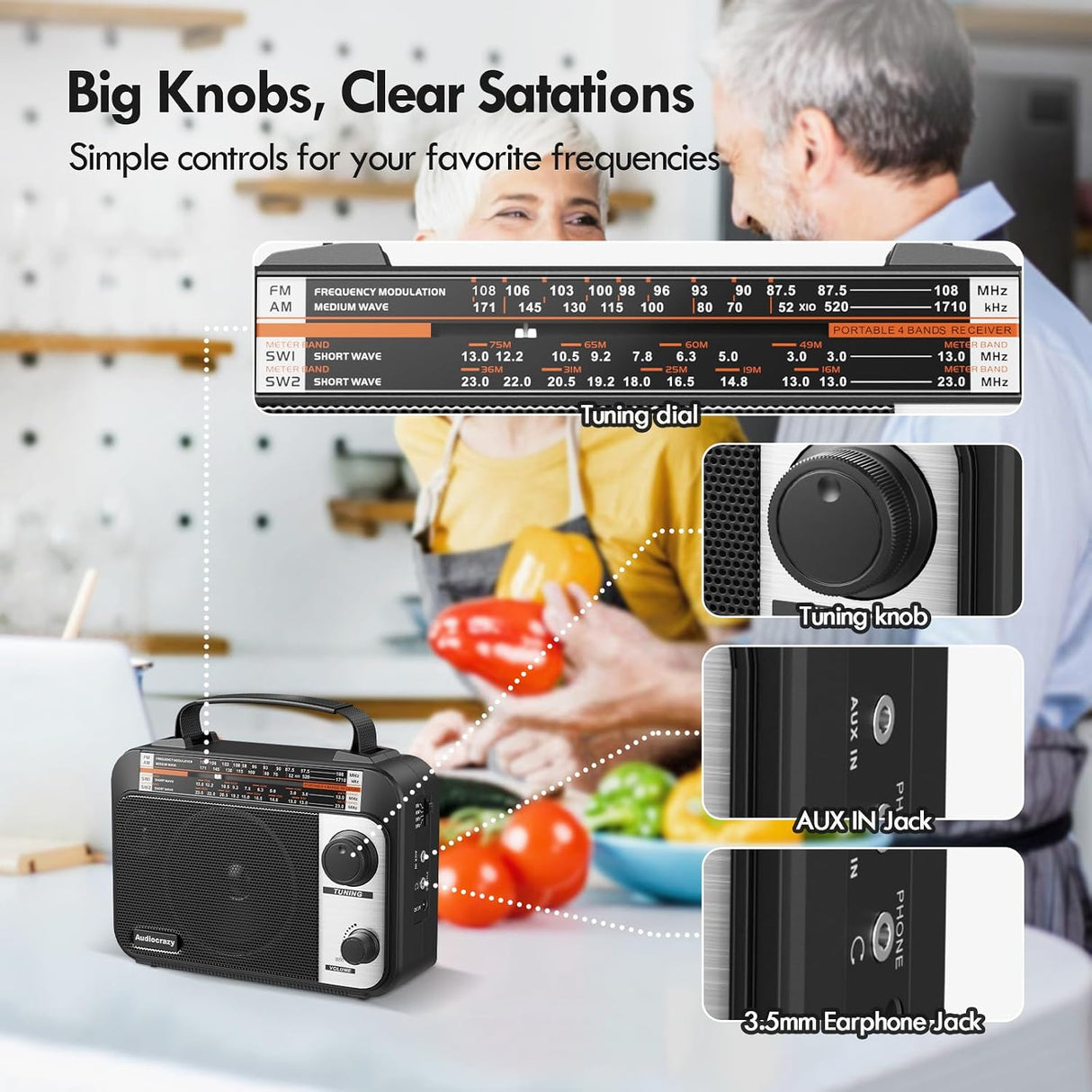 Radio Audiocrazy AC-Q1ARB Multibanda AM/FM/SW1/SW2 120V