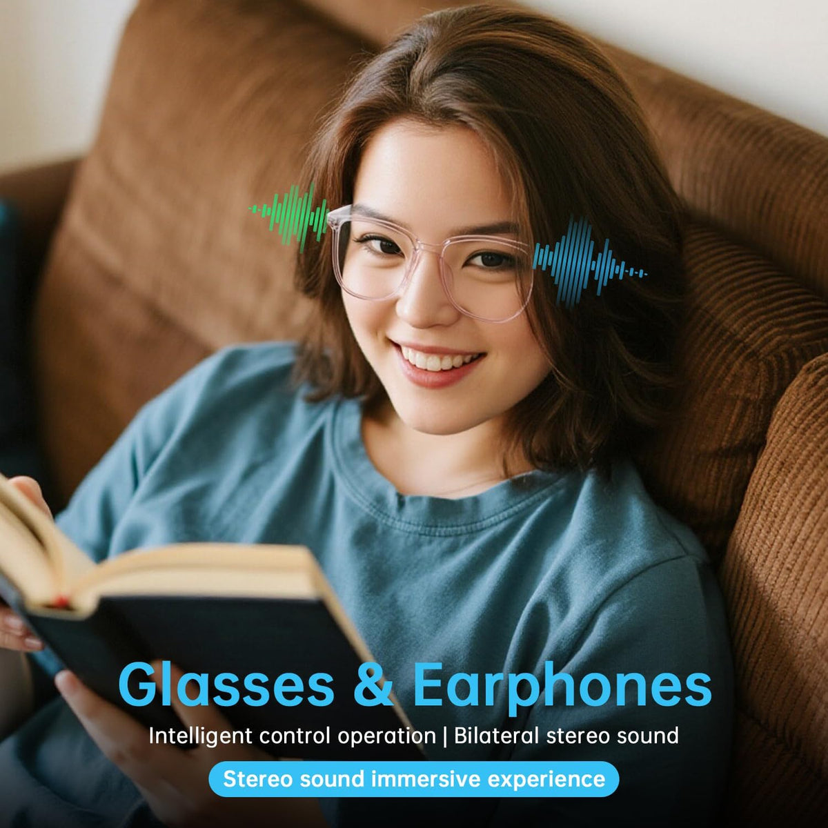 Gafas Inteligentes GenXenon GS03-Clear Bluetooth 5.3 con Audio y Filtro de Luz Azul