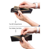 Claasico Billetera Bifold RFID de Cuero Genuino – Slim para Hombre con Caja de Regalo
