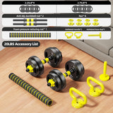 Set de Pesas Ajustables HUAYA 4 en 1 de 9,07 kg con Barra Conectora
