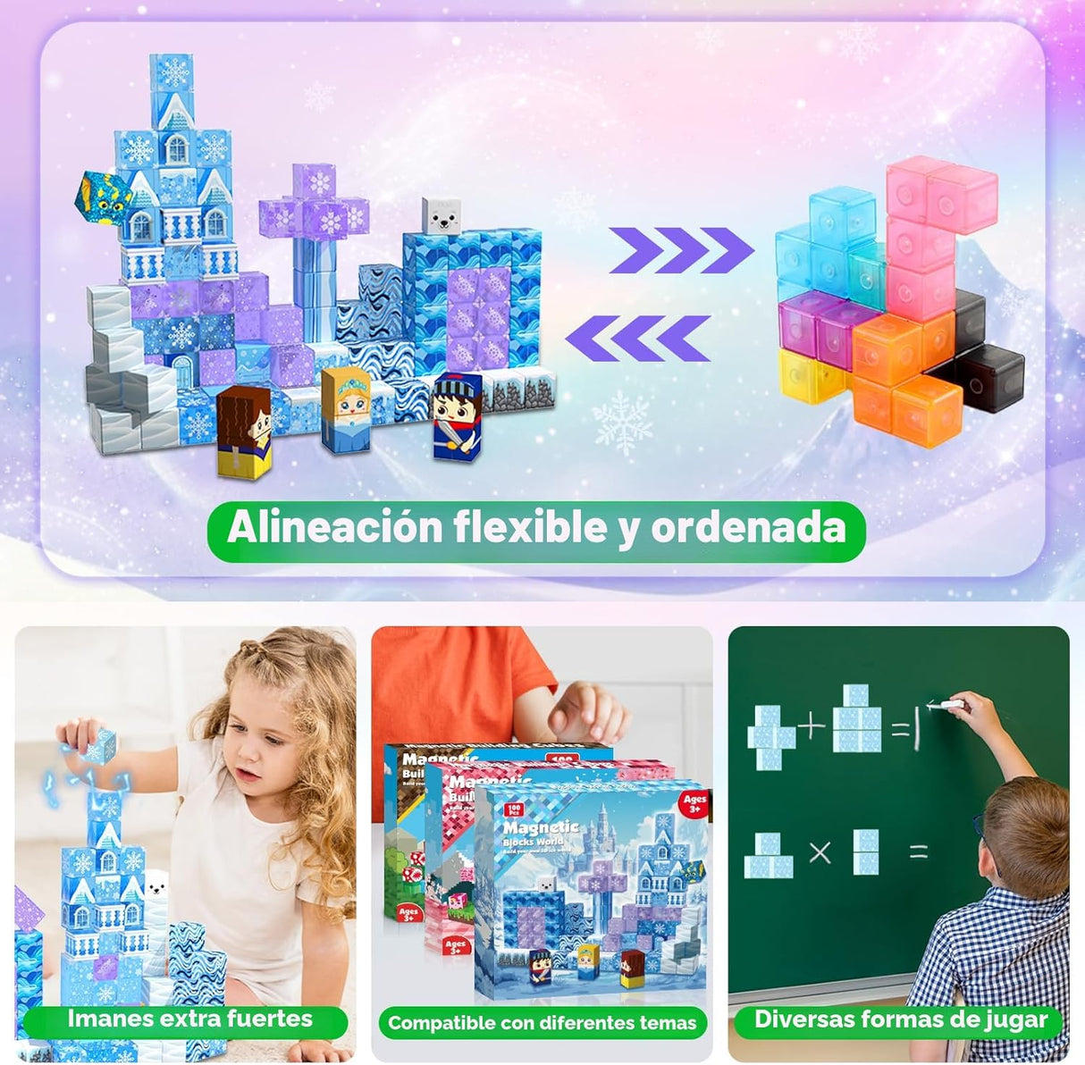 Bloques Magnéticos Castillo Princesa Azul 100 Piezas  | Juego STEM Educativo para Niños y Niñas