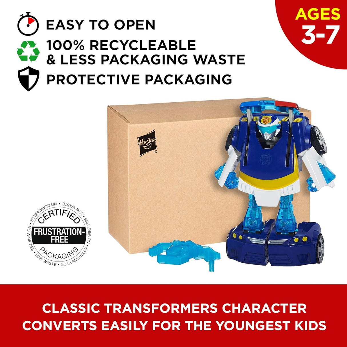 Figura de Playskool Heroes Transformers Rescue Bots Energize Chase the Police-Bot
