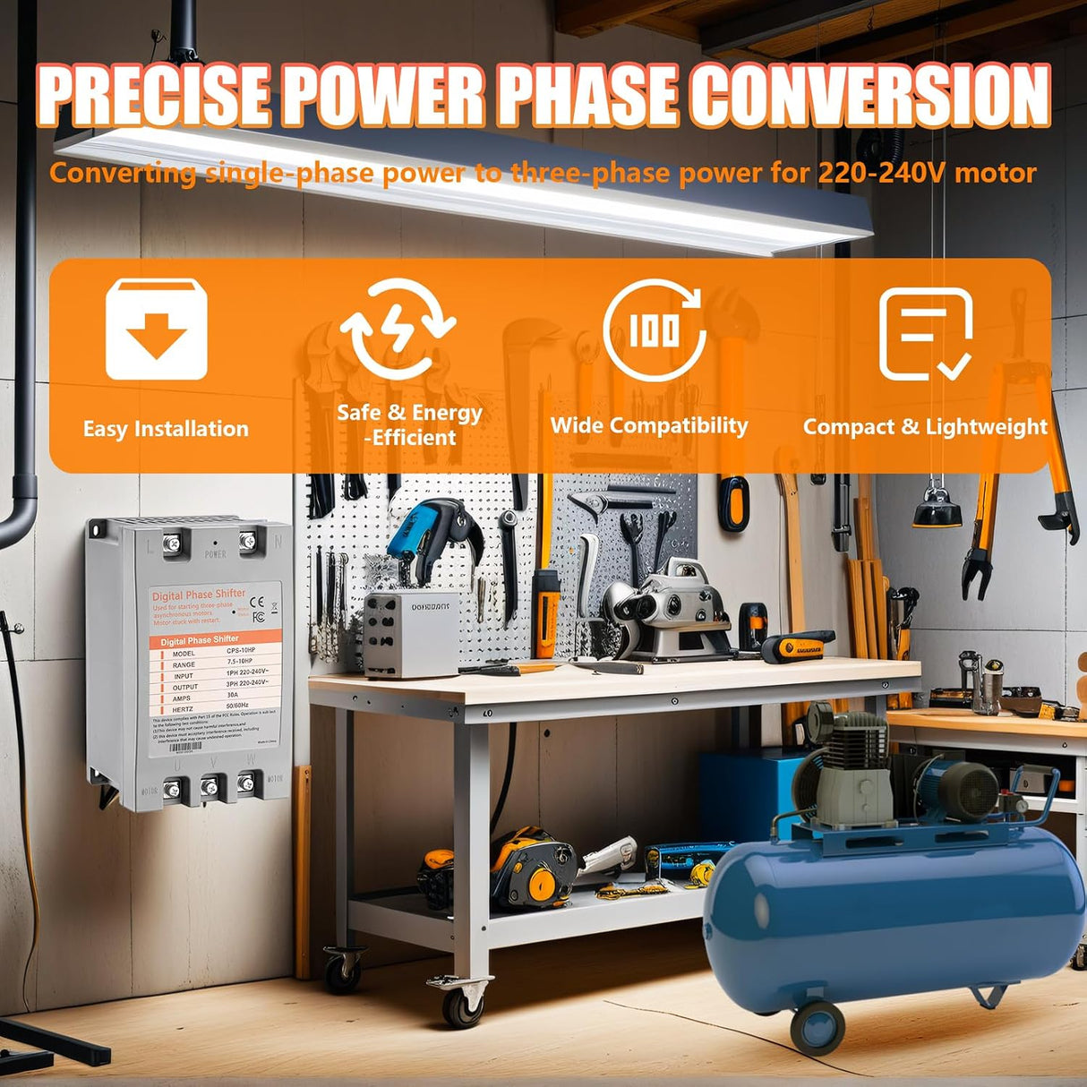 Convertidor Digital de Fase LGIB CPS-10HP Monofásico a Trifásico 220V 10 HP