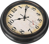 Reloj de Pared Yoiolclc 12" Retro para Exterior con Termómetro – Bronce