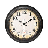 Reloj de Pared Yoiolclc 12" Retro para Exterior con Termómetro – Bronce