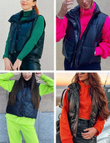 Chaqueta Acolchado Tanming de Cuero Sintético para Mujer | Sin Mangas | Ligero | Resistente al Agua
