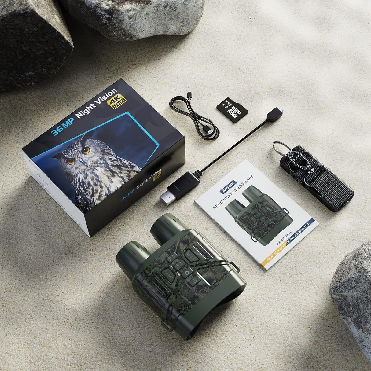 Binoculares de visión nocturna infrarroja 4K con batería recargable