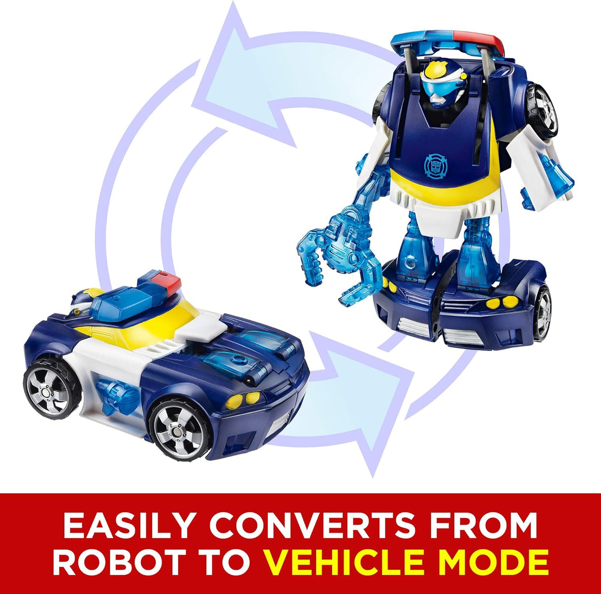Figura de Playskool Heroes Transformers Rescue Bots Energize Chase the Police-Bot