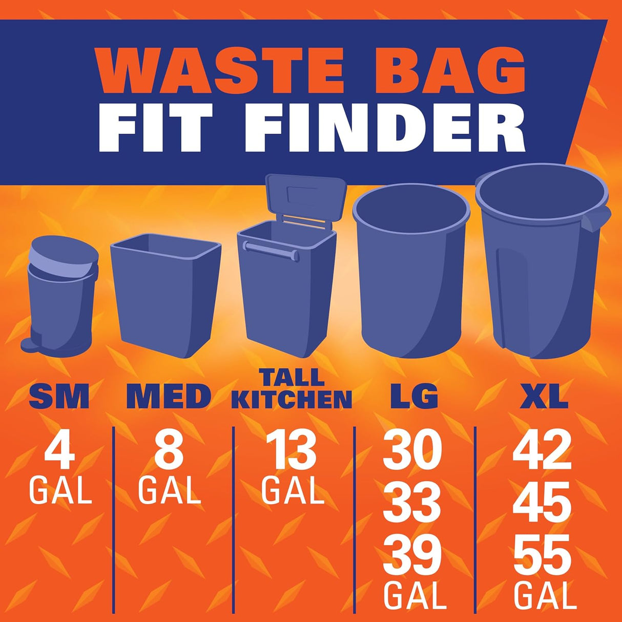 Bolsas de basura altas y resistentes para cocina - 49 kilos, paquete de 90 unidades