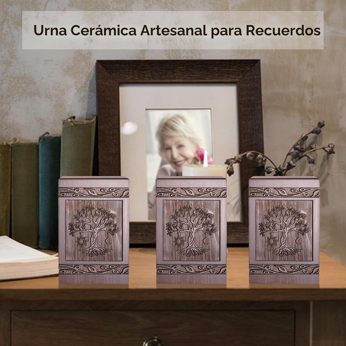 Urna Conmemorativa de Madera Árbol de la Vida para Cenizas 20 in³