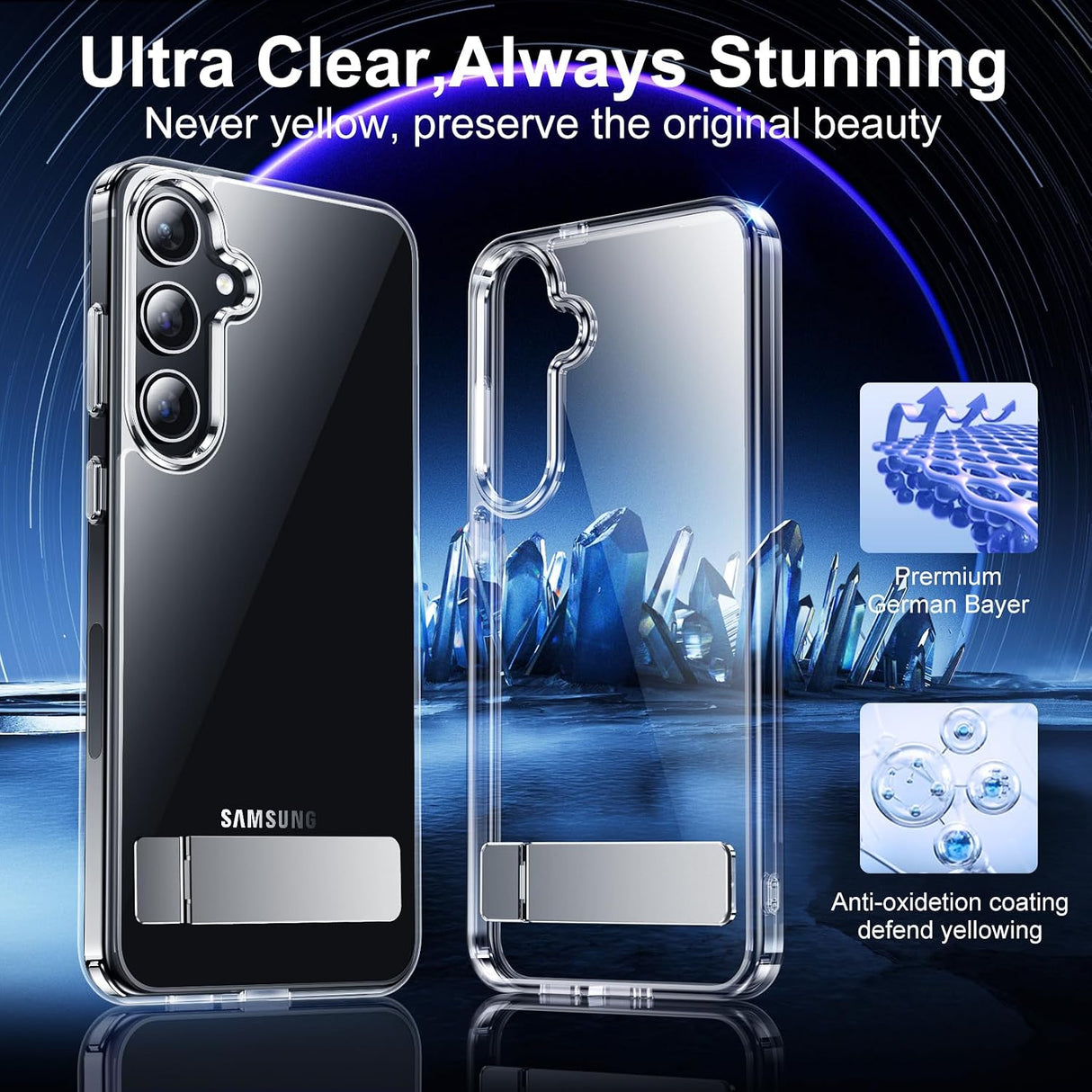 Carcasa Transparente para Samsung Galaxy S24 | Con Soporte Oculto | Protección Militar | Antiamarilleo | Nueva
