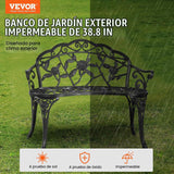 Banco de Jardín VEVOR XG1002 de Metal 98,7 cm – 3 Personas