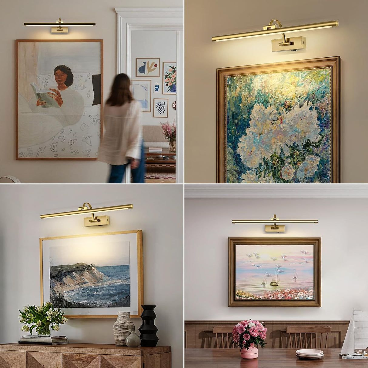 DESOOP Lámpara Inalámbrica para Cuadros 24" – LED Cálida Recargable con Control Remoto