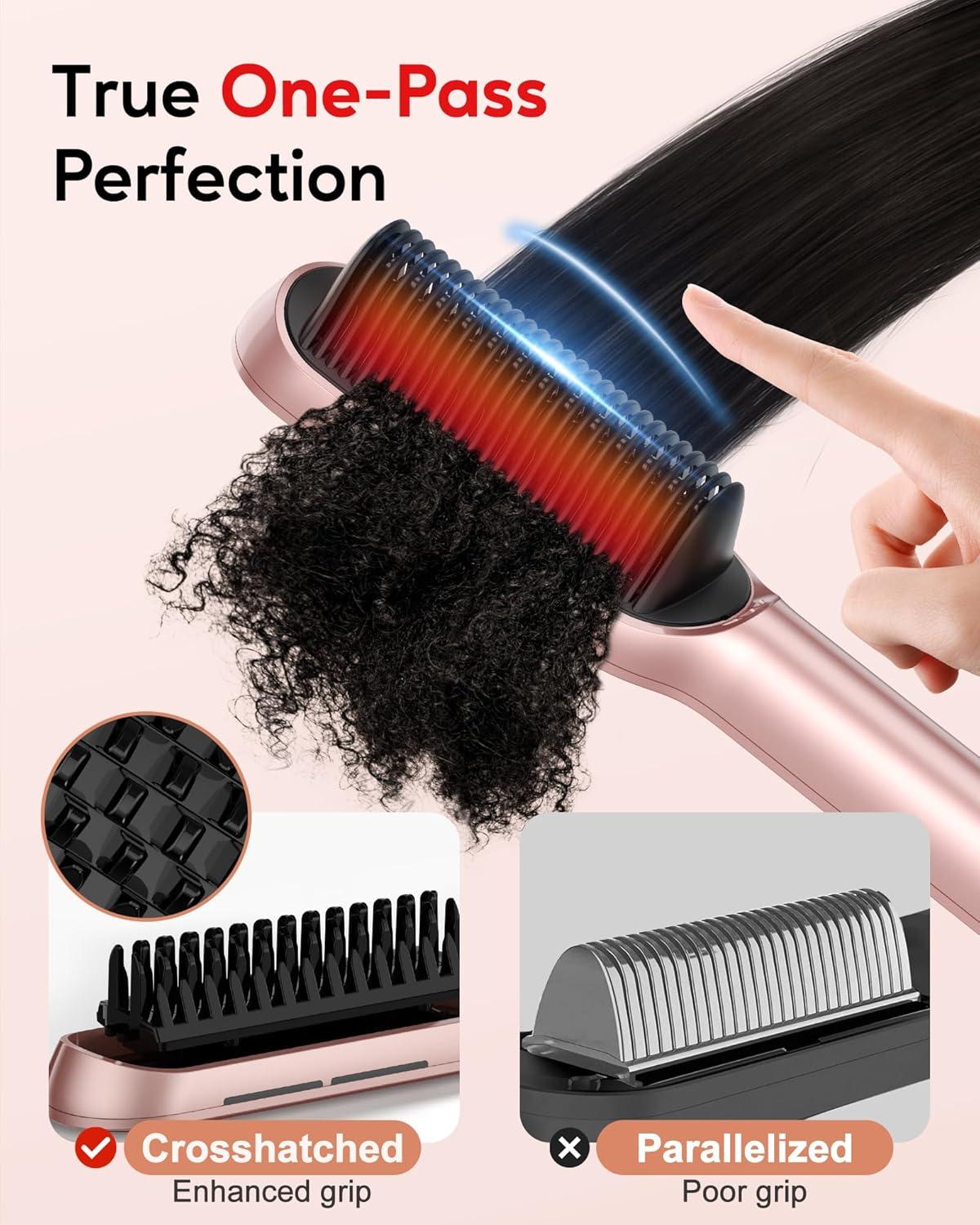 Terviiix Frizz Buster Ionic – Cepillo Alisador de Cabello Rose Gold Dual Voltage