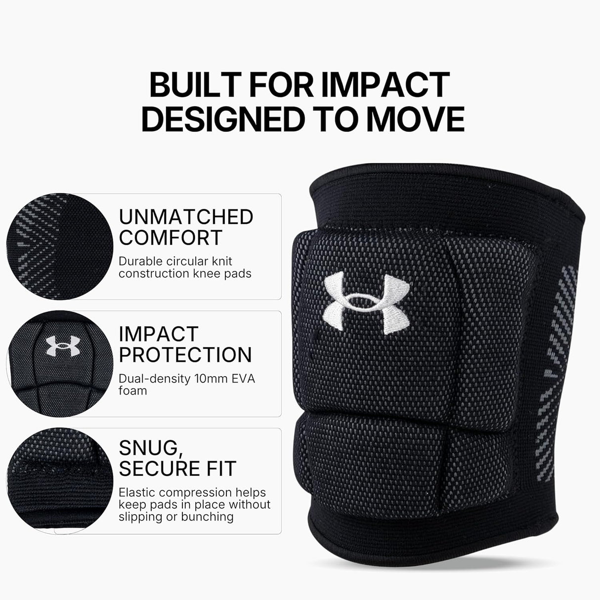 Rodilleras Under Armour Volleyball Knee Pads | Set de 2 Unidades | Color Negro