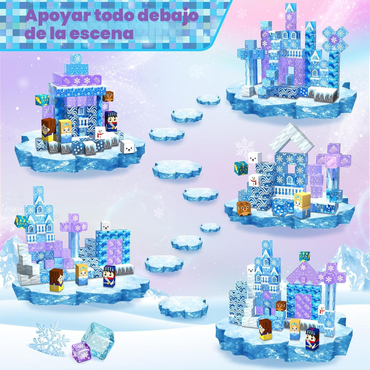 Bloques Magnéticos Castillo Princesa Azul 100 Piezas  | Juego STEM Educativo para Niños y Niñas