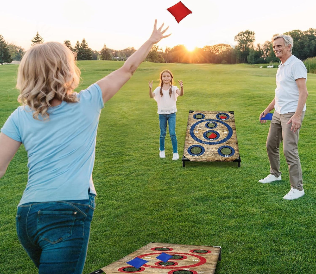 Juego de cornhole para fiestas en interiores y exteriores