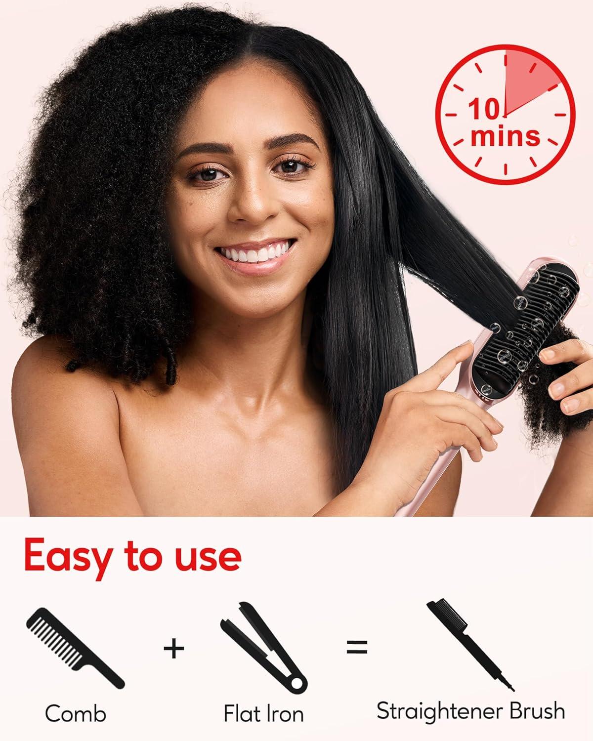 Terviiix Frizz Buster Ionic – Cepillo Alisador de Cabello Rose Gold Dual Voltage