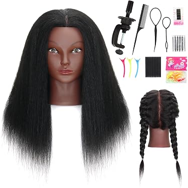 Cabeza De Maniquí Mannequeen head cabello 100% natural de 16 Pulgadas