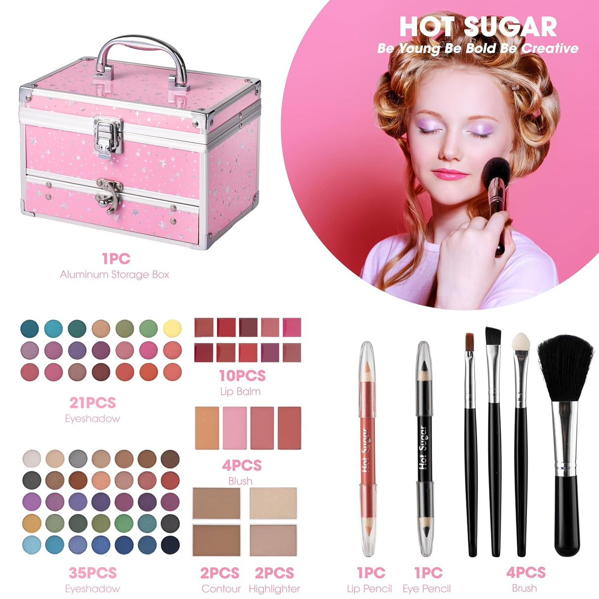 Kit de Maquillaje Hot Sugar para Adolescentes con Estuche Rosa