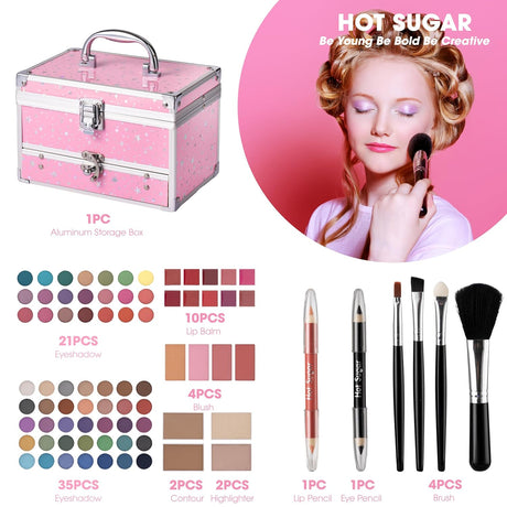 Kit de Maquillaje Hot Sugar para Adolescentes con Estuche Rosa