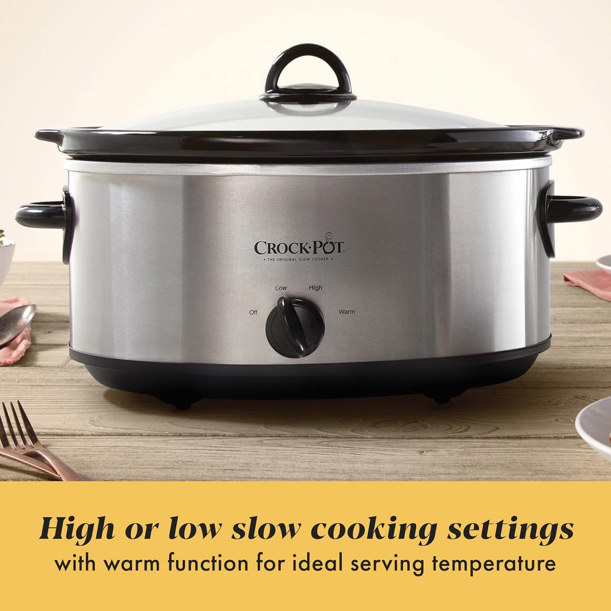 Crock-Pot 7 Quart Olla de Cocción Lenta Manual 120V 210W Acero Inoxidable