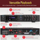 Pyle PDA8BU Amplificador de Audio Bluetooth - Receptor estéreo para el hogar con 5 canales y salida para subwoofer