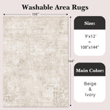 Alfombra Art&Tuft Beige 274 × 366 cm – Lavable, Antideslizante y Diseño Abstracto