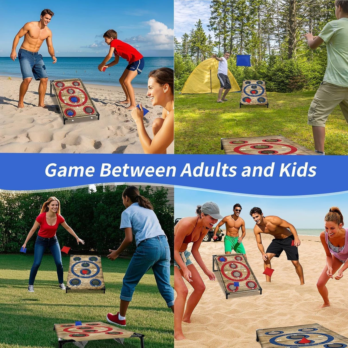 Juego de cornhole para fiestas en interiores y exteriores