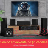 Pyle PDA8BU Amplificador de Audio Bluetooth - Receptor estéreo para el hogar con 5 canales y salida para subwoofer