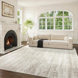 Alfombra Lavable Vintage 244 × 305 cm | Lana Sintética Ultra Suave | Antideslizante | Beige Marfil