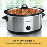 Crock-Pot 7 Quart Olla de Cocción Lenta Manual 120V 210W Acero Inoxidable