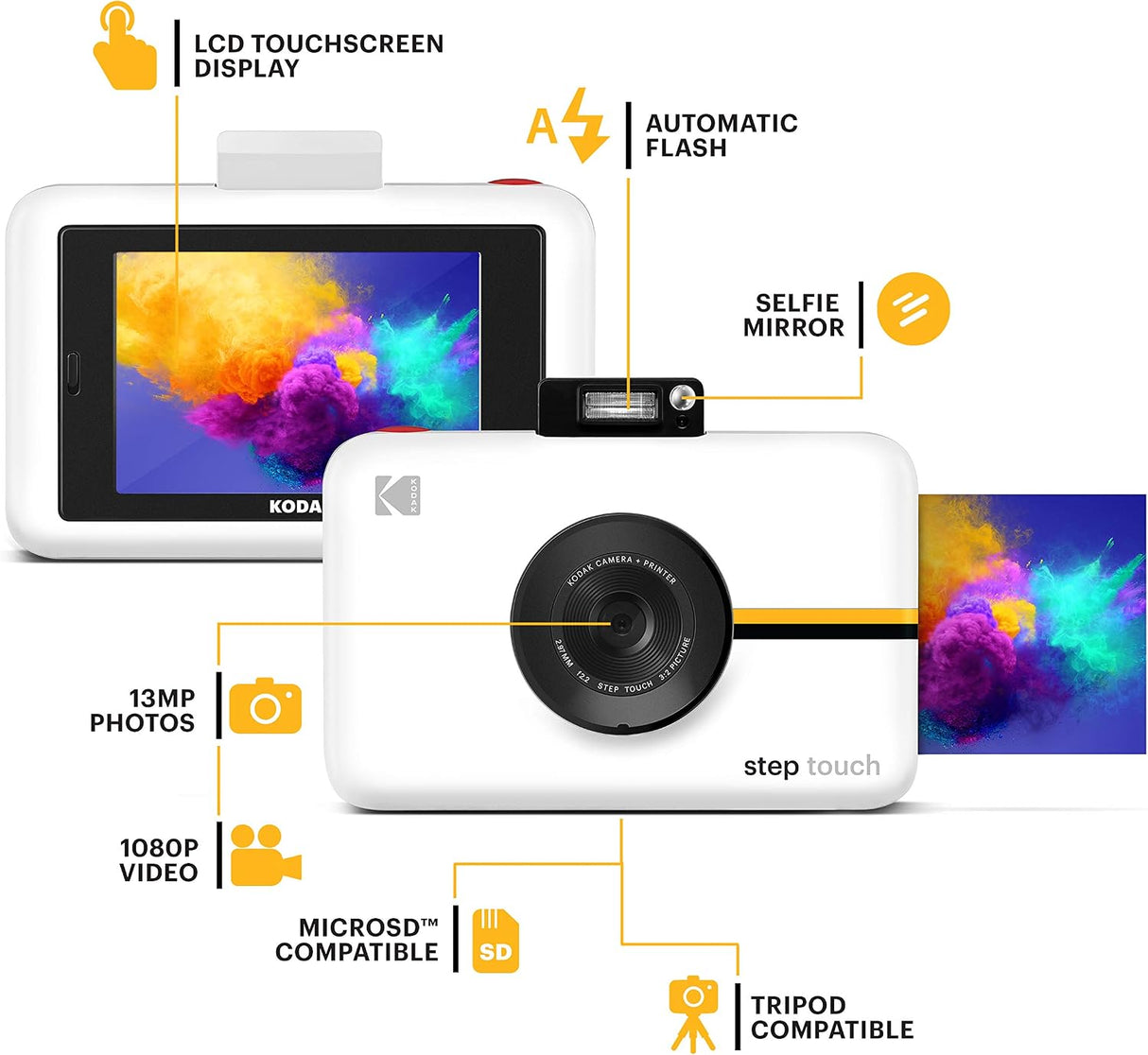 KODAK Step Touch 13MP – Cámara Digital e Impresora Instantánea con Pantalla Táctil