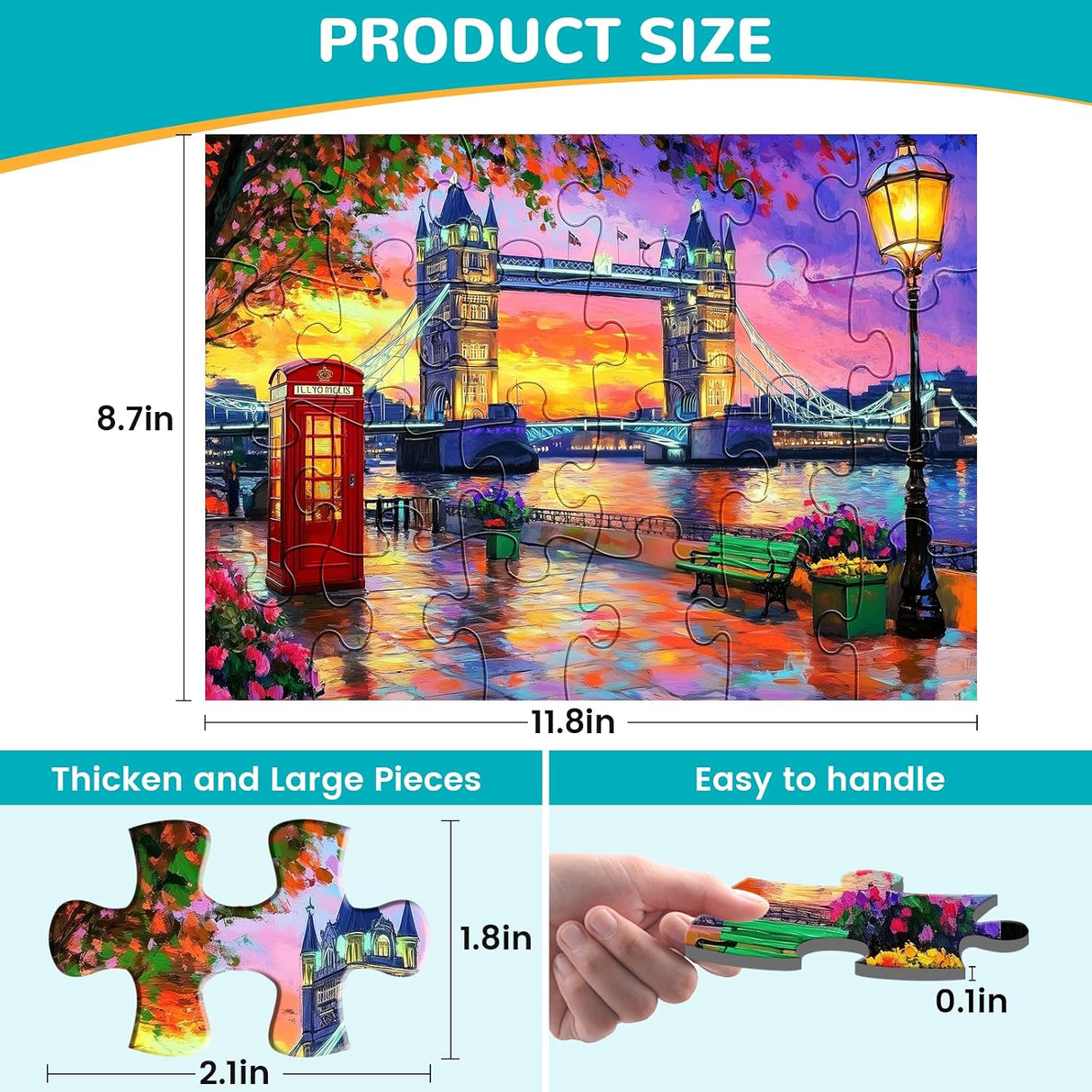 Set de Rompecabezas 6 en 1 de Piezas Grandes | 6 Puzzles de 24 Piezas para Niños y Adultos